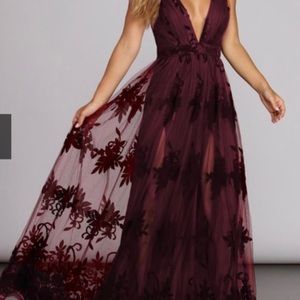 Flocked dress - Wine color - Size Small